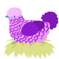 A lavender and violet chicken with a lace pattern