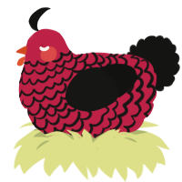 (unnamed), a crimson and black chicken with a lace pattern