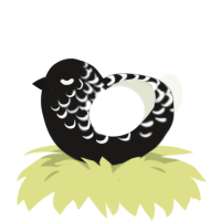 Nighttime, a sable and white chicken with a half-lace pattern