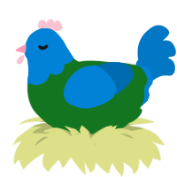 Gaia, a leaf and sapphire chicken with a head pattern