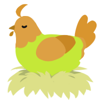 (unnamed), a lime and orange chicken with a head pattern
