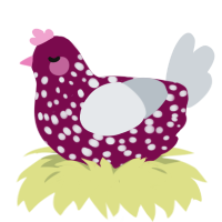 A wine and mist chicken with a speckle pattern