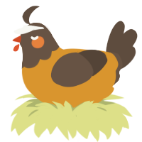 Pumpkin, a orange and bark chicken with a head pattern