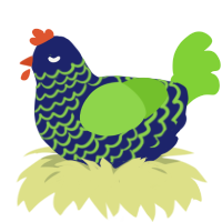 (unnamed), a navy and grass chicken with a lace pattern