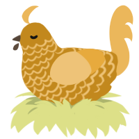 A ochre and honey chicken with a lace pattern