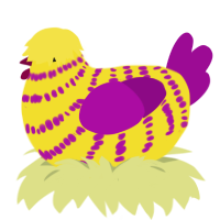 (unnamed), a yellow and plum chicken with a bar pattern