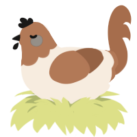 g, a cream and brown chicken with a head pattern