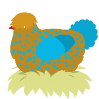 (unnamed), a ochre and cerulean chicken with a speckle pattern