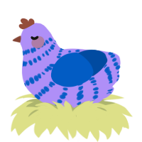 A lilac and ultramarine chicken with a bar pattern