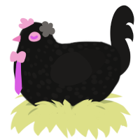 Funky at Heart, a black and sable chicken with a speckle pattern