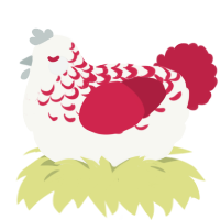 A white and crimson chicken with a half-lace pattern