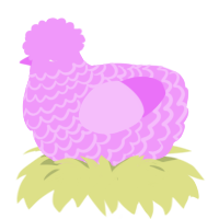 Leela, a lavender chicken with a lace pattern