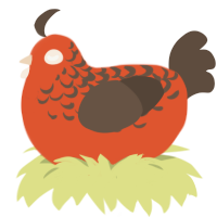 A vermilion and bark chicken with a half-lace pattern