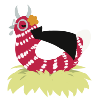 A crimson and white chicken with a lace pattern