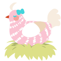 Circus Cookie, a rose and cream chicken with a bar pattern