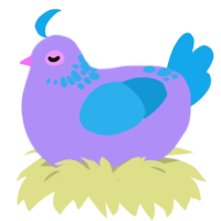 Morning Mist, a lilac and sky chicken with a neck-speckle pattern