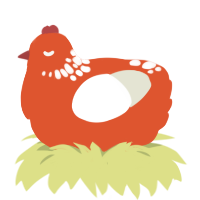 Wrim Wram Wrom, a vermilion and white chicken with a neck-speckle pattern