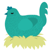 A turquoise chicken with a double-lace pattern