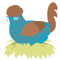Patio, a cerulean and brown chicken with a lace pattern