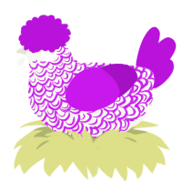 A white and amethyst chicken with a double-lace pattern