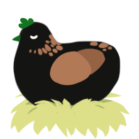 A black and brown chicken with a neck-speckle pattern