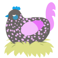 (unnamed), a grey and lavender chicken with a speckle pattern