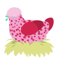 Strawberry Milkshake, a pink and crimson chicken with a speckle pattern