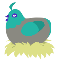 Blue Miku, a ash and turquoise chicken with a head pattern