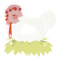 A white chicken with a lace pattern