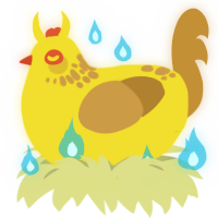 Taroa, a yellow and gold chicken with a neck-speckle pattern