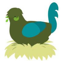 A olive and teal chicken