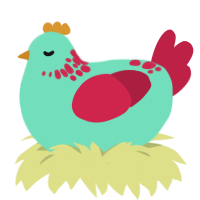 (unnamed), a mint and crimson chicken with a neck-speckle pattern