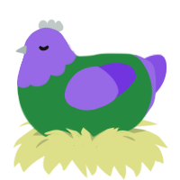 For Henbit, a viridian and blurple chicken with a head pattern