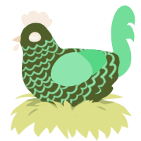 A olive and spring chicken with a lace pattern