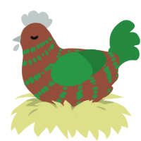 A russet and viridian chicken with a bar pattern
