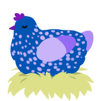 A ultramarine and lilac chicken with a speckle pattern