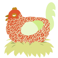 (unnamed), a vermilion and apple chicken with a double-lace pattern