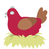 A crimson and brown chicken