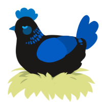 A sable and ultramarine chicken with a neck-band pattern