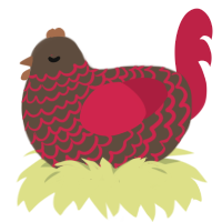 A bark and crimson chicken with a lace pattern