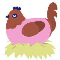 Cherry, a pink and russet chicken with a head pattern