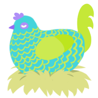 A aqua and lime chicken with a lace pattern