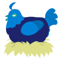A navy and sapphire chicken with a head pattern