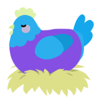 A blurple and sky chicken with a head pattern