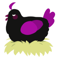 Rhino, a black and plum chicken