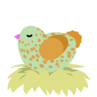 (unnamed), a gluppy and orange chicken with a speckle pattern