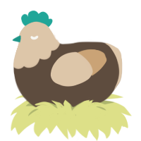 Daisy, a bark and beige chicken with a head pattern