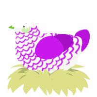 glowstick, a white and amethyst chicken with a lace pattern