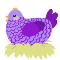 Mariposa, a lilac and violet chicken with a lace pattern