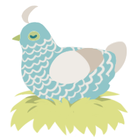 A aqua and beige chicken with a lace pattern
